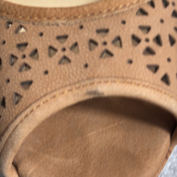 Enzo Angiolini heels Edemario9 Natural Tan Peep Toe Heels size 7.5   7 1/2M - Picture 5 of 11